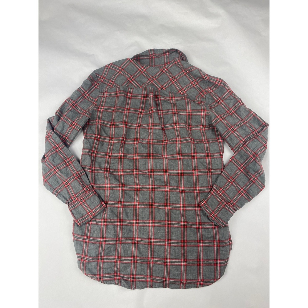 J. Crew Plaid Tunic Shirt Women's Size 4T Tall Gray Red - Picture 2 of 15